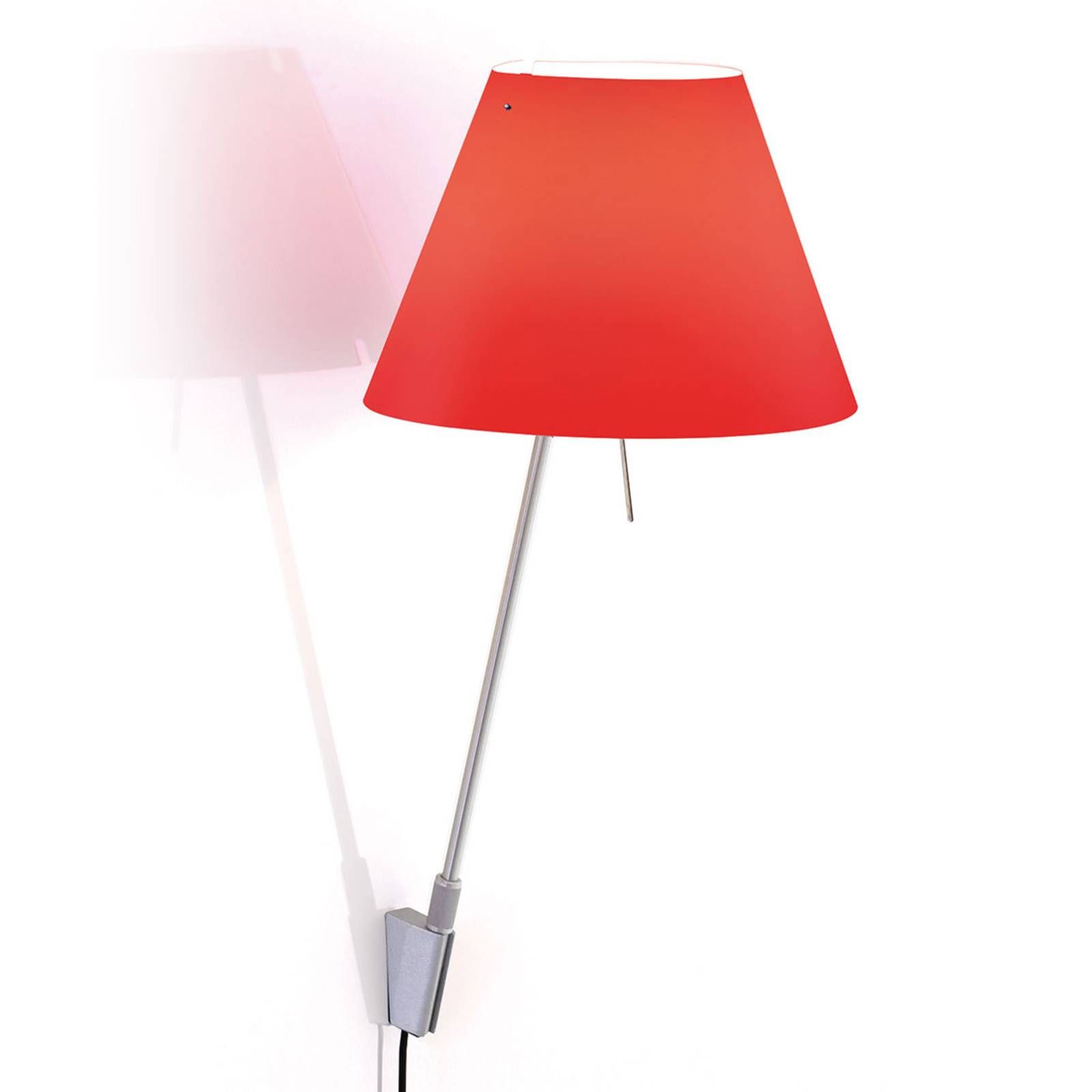 Luceplan Costanzina nástenné svetlo hliník červené, Obývacia izba / jedáleň, hliník, polykarbonát, E14, 42W, K: 54cm