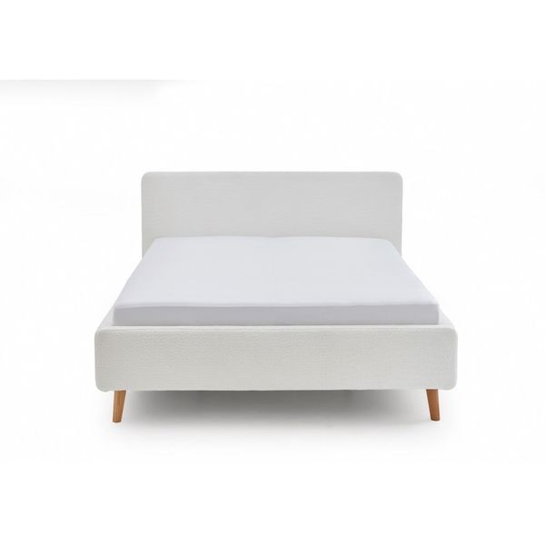 Biela čalúnená dvojlôžková posteľ s úložným priestorom s roštom 180x200 cm Mattis - Meise Möbel