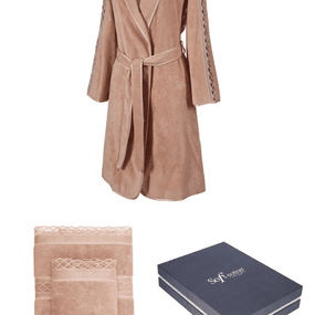 Soft Cotton Darčekové balenie županu, uteráku a osušky SELYA Bronzová S