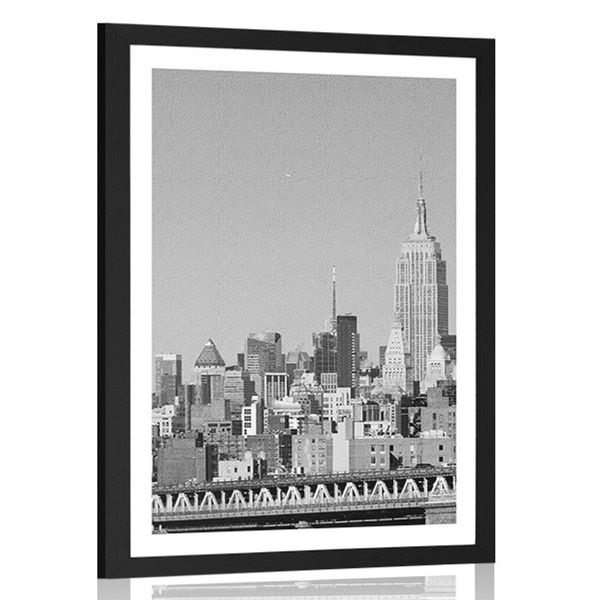 Plagát s paspartou magický New York v čiernobielom prevedení - 20x30 white