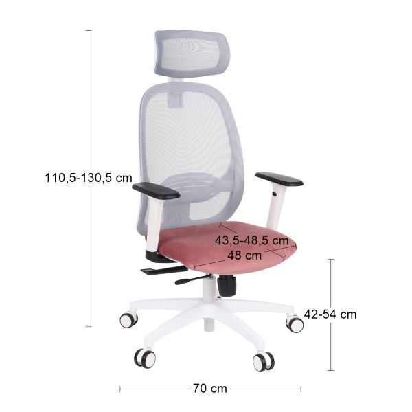 Kancelárska stolička s podrúčkami Nedim WS HD - tmavoružová / sivá / biela