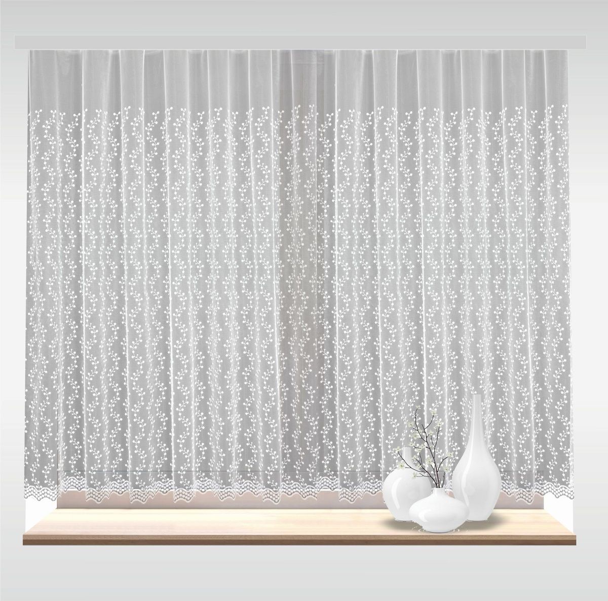 Záclona alebo balkónový komplet markizeta, Vendy, metráž, biela 150