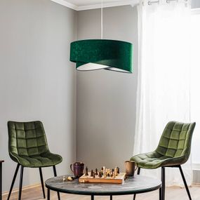 Euluna Závesná lampa Vivien, dvojfarebná zelená/ striebro, Obývacia izba / jedáleň, velúr, plast, E27, 60W, K: 25cm