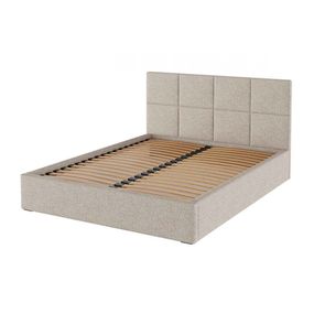 Béžová čalúnená dvojlôžková posteľ s úložným priestorom s roštom 160x200 cm Bufo Bed - MESONICA