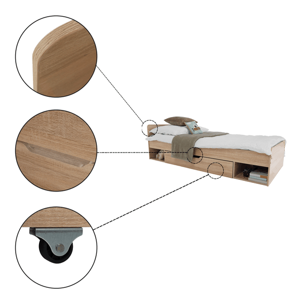 Posteľ 1S/90, dub sonoma, TEYO