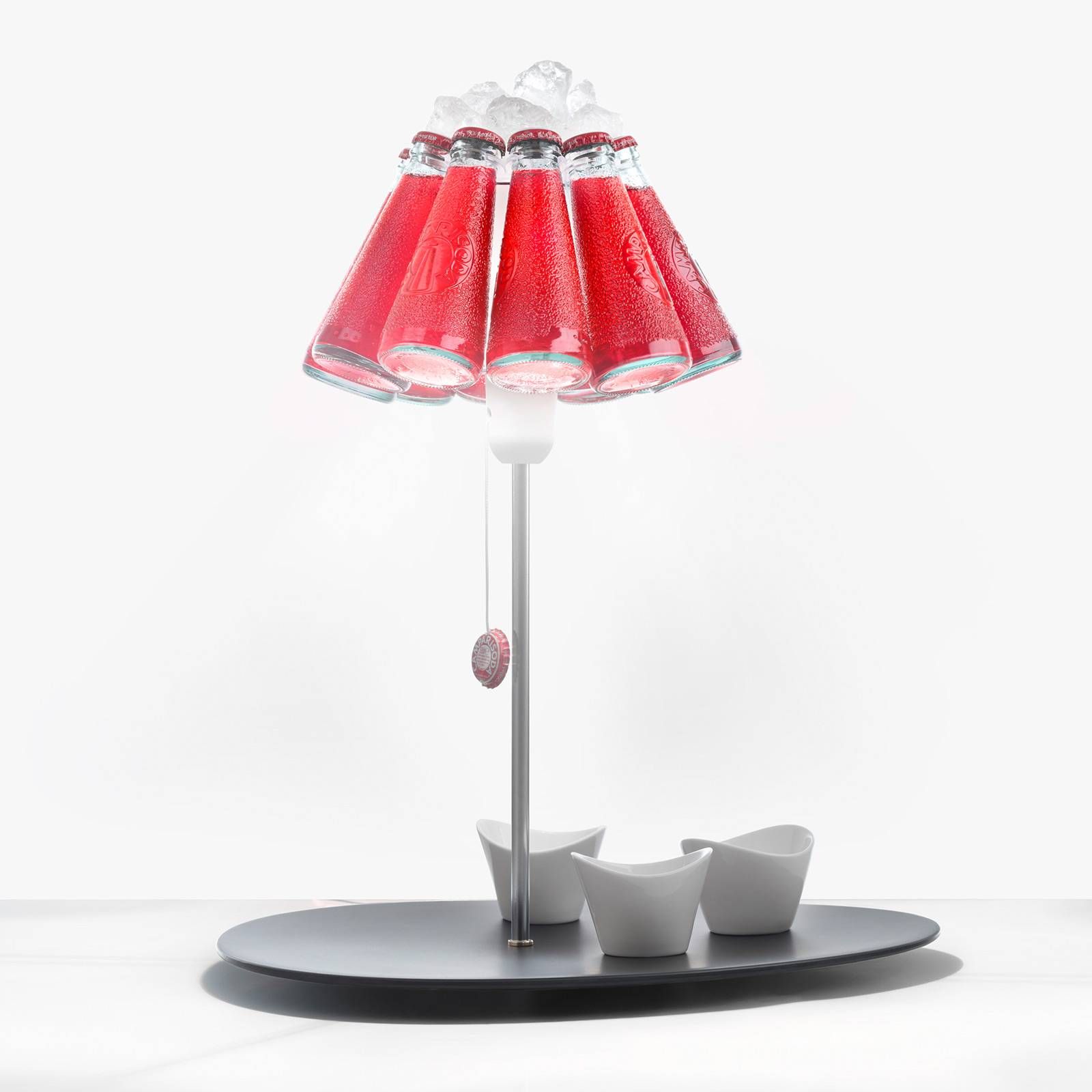 Ingo Maurer Campari Bar stolná lampa z fliaš, Obývacia izba / jedáleň, sklo, plast, kov, porcelán, E27, 60W, P: 39 cm, K: 49cm