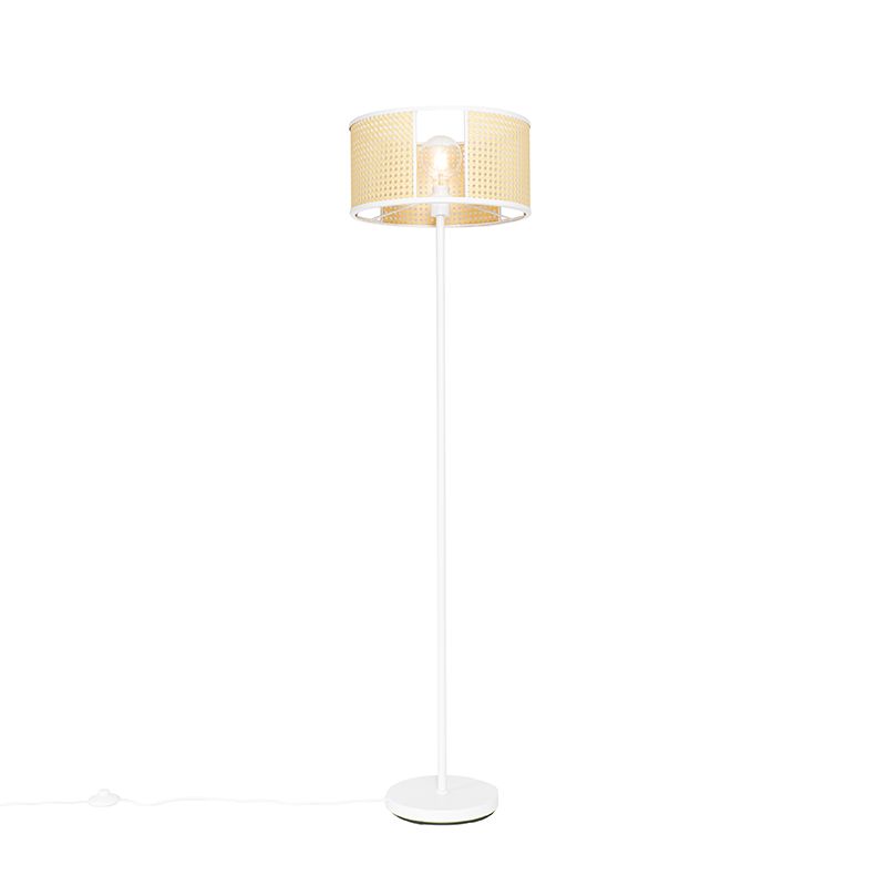 Retro stojaca lampa biela s ratanom 40 cm - Akira
