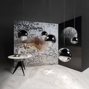Tom Dixon Mirror Ball závesné LED Ø 25 cm chróm, Obývacia izba / jedáleň, polykarbonát, oceľ, 6W