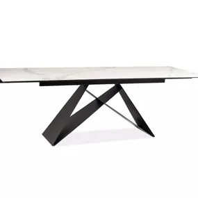 WESTIGE, rozkladací jedálenský stôl, biela, čierna