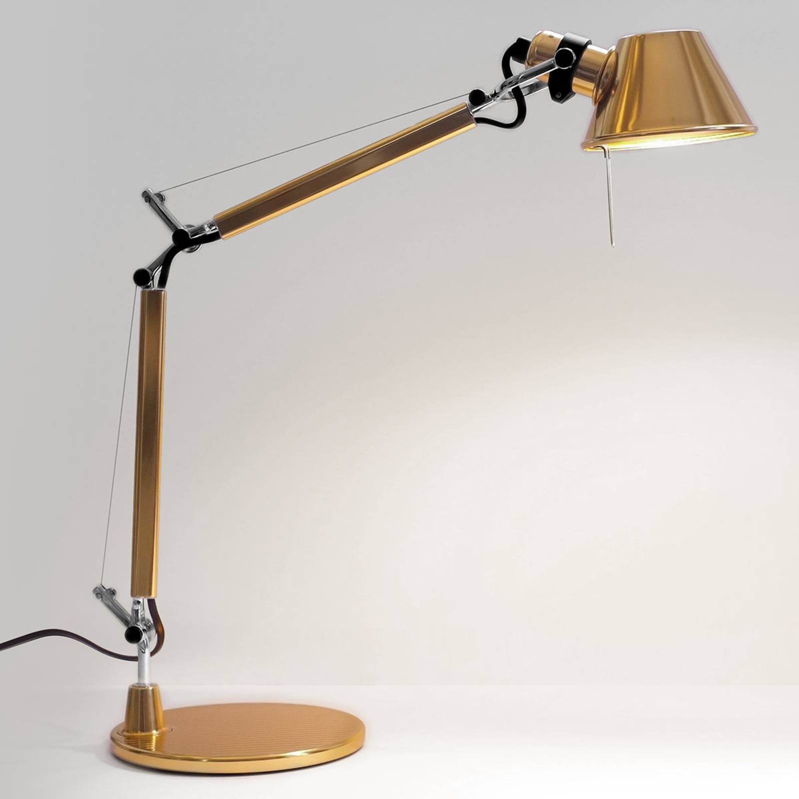 Artemide Stolná lampa Tolomeo Micro zlatá, Pracovňa / Kancelária, hliník, E14, 46W, K: 73cm