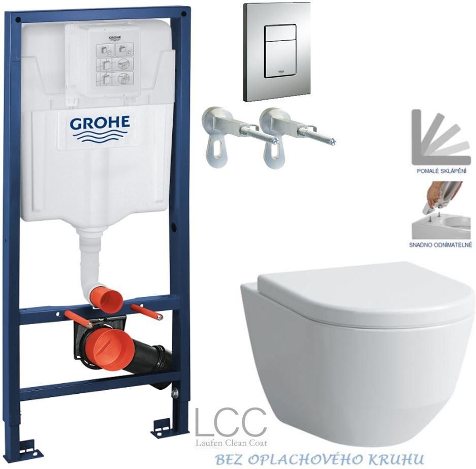 Rapid SL pre závesné WC 38528SET s chrómovou doskou + WC LAUFEN PRO LCC RIMLESS + SEDADLO 38772001 LP2