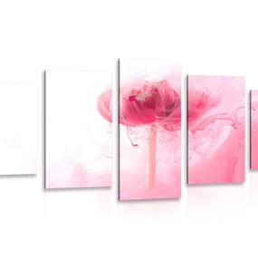 5-dielny obraz ružový kvet v zaujímavom prevedení - 200x100