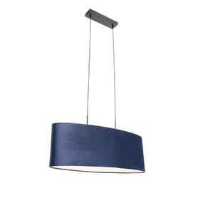 Moderné závesné svietidlo čierne s modrým tienidlom 2-svetlo - Tambor