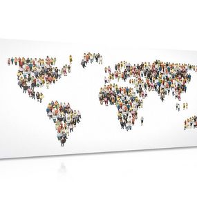 Obraz na korku mapa sveta pozostávajúca z ľudí - 120x60