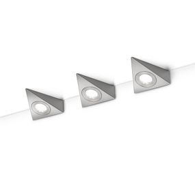 Trio Lighting Podlinkové LED svietidlo Ecco 3 ks, nikel matný, Kuchyňa, kov, 3W, L: 12 cm, K: 4cm