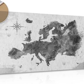 Obraz na korku retro mapa Európy v čiernobielom prevedení