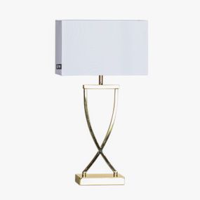 By Rydéns Omega stolová lampa mosadz/biela 52 cm, Obývacia izba / jedáleň, látka, kov, E27, 40W, P: 27 cm, L: 12 cm, K: 52cm