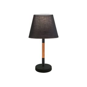 Viokef Stolová lampa Villy s textilným tienidlom na lampu, Obývacia izba / jedáleň, oceľ, drevo, textil, E27, 40W, K: 51cm