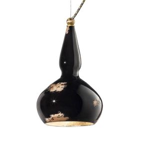 Ferroluce Vintage závesná lampa Ginevra v čiernej, Obývacia izba / jedáleň, keramika, E27, 70W, K: 34cm