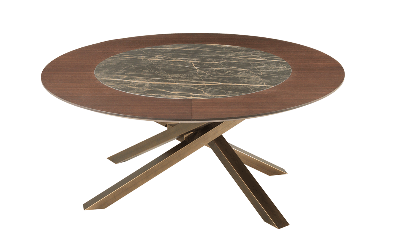 RIFLESSI - Stôl SHANGAI s kruhovou keramicko-drevenou doskou