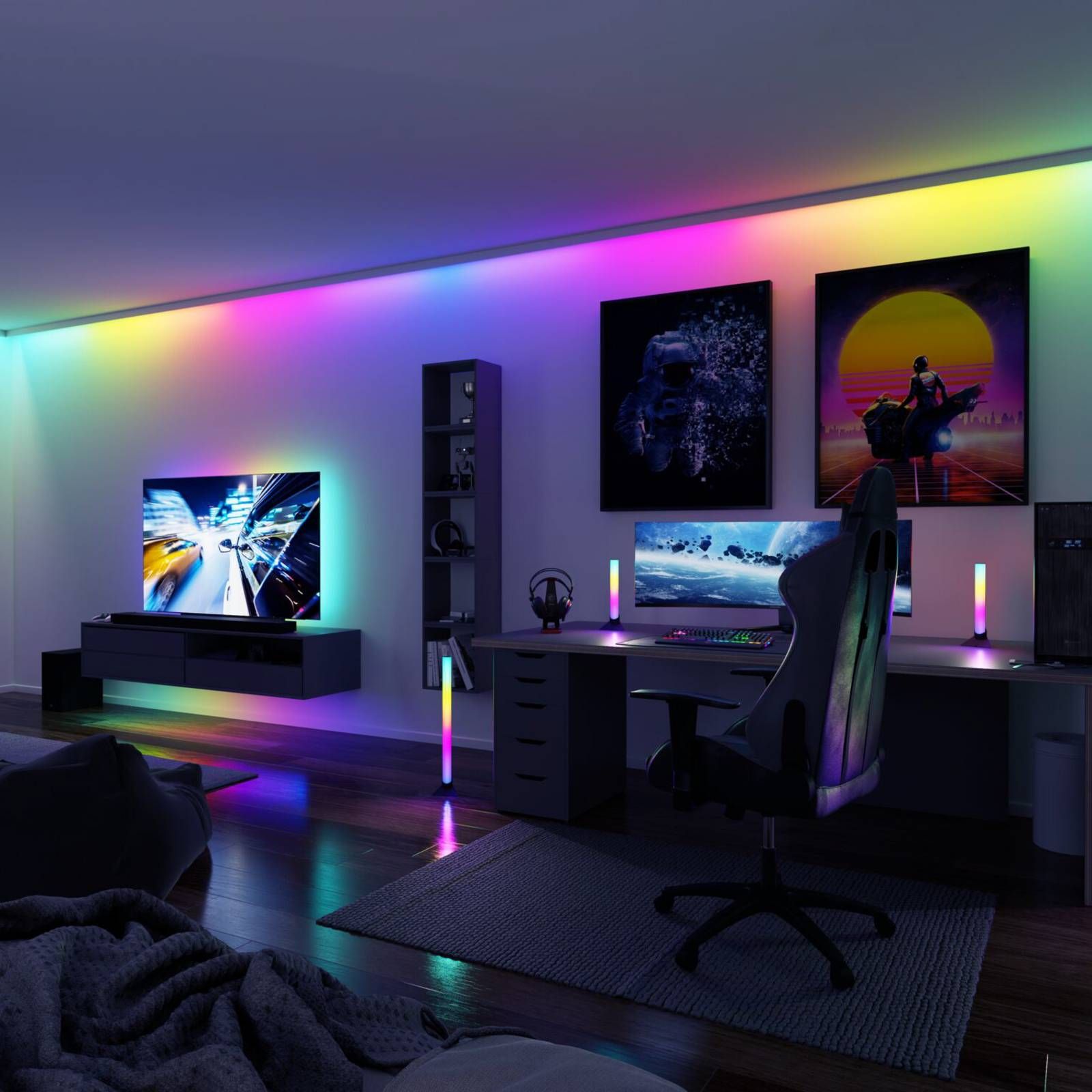 Paulmann EntertainLED Lightbar, RGB, 60cm, 2x, Obývacia izba / jedáleň, plast, hliník, 1W, P: 60.5 cm, L: 3 cm
