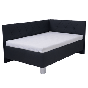 Sconto Rohová posteľ s matracom AFRODITE čierna, 140x200 cm