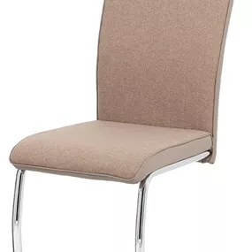 AUTRONIC Jedálenská stolička, capuccino látka-ekokoža, chróm DCL-455 CAP2