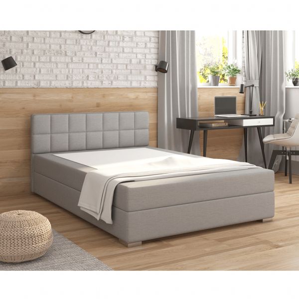 Boxspringová manželská posteľ Ferata 140x200 cm - svetlosivá