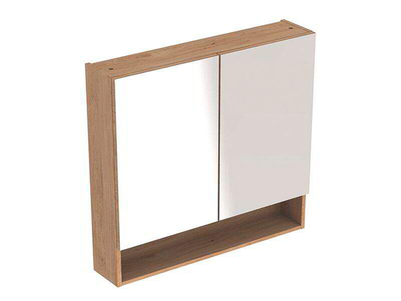 Geberit Selnova Square - Zrkadlová skrinka 850x788x175 mm, 2 dvierka, svetlý orech hickory 501.271.00.1