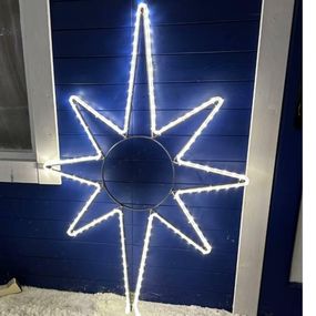 DecoLED LED světelná hvězda na vrchol stromu, 80 x 120 cm, teple bílá
