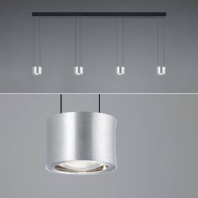 BANKAMP Impulse Flex LED svietidlo 4-pl. nikel, Obývacia izba / jedáleň, hliník, železo, sklo, 12W, P: 168 cm, L: 12 cm