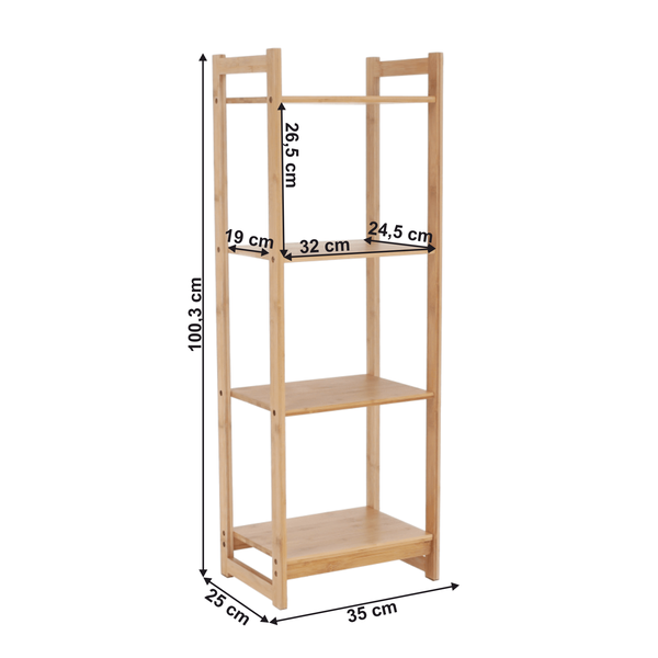 4-poličkový regál, prírodný bambus, IMPEROR TYP 2
