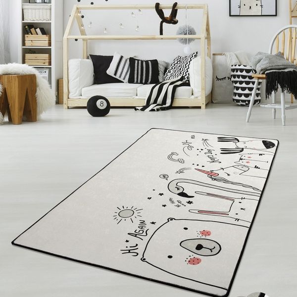 Dětský koberec Be Happy 140x190 cm bílý/černý