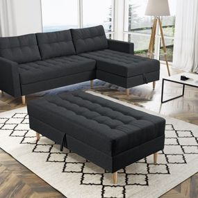 Furniture Sobczak Pires s taburetom čierna levá