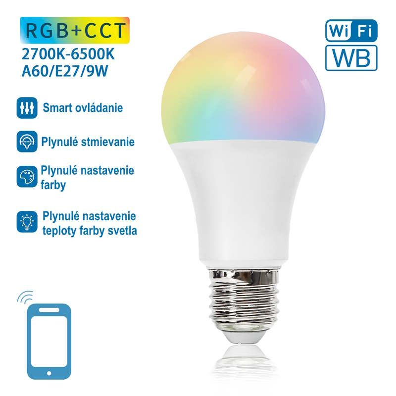 Smart LED žiarovka 9W RGB+CCT
