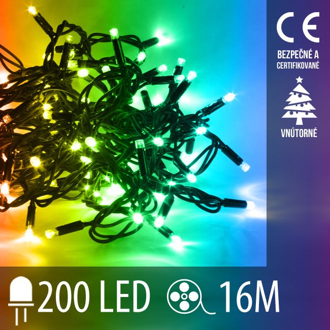 Vianočná LED svetelná reťaz vnútorná - 200LED - 16M Multicolour