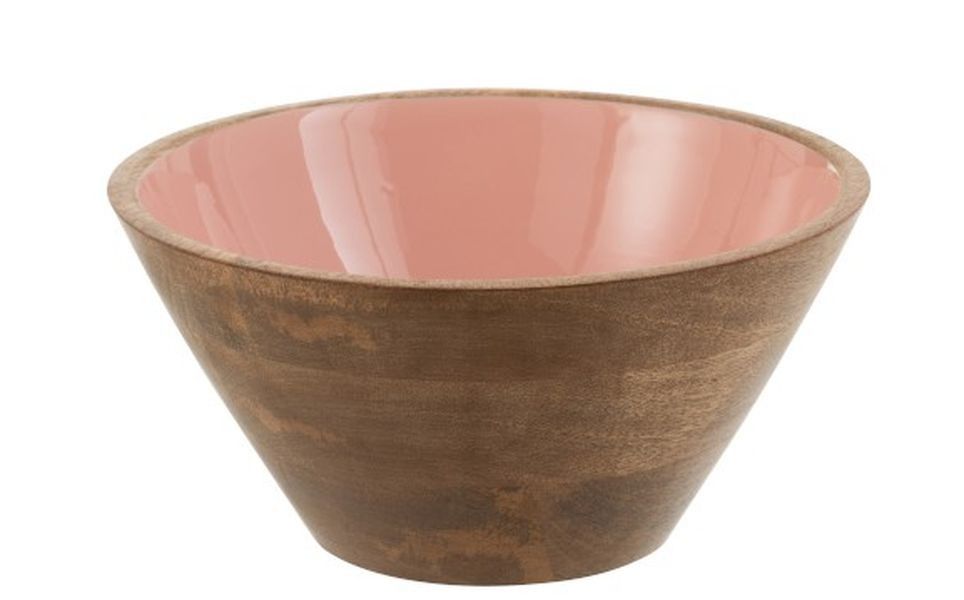 Drevená miska s ružovým vnútrom Enamell medium - ∅ 24*11,5cm