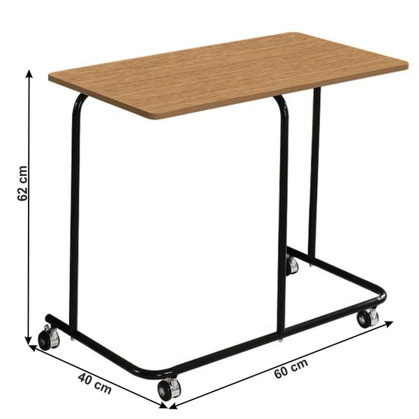 Príručný stolík na kolieskach Allyra - dub / čierna