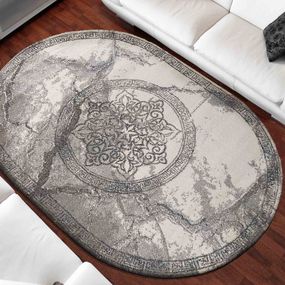 DomTextilu Luxusný sivý oválny koberec s originálnym vzorom 38630-181346