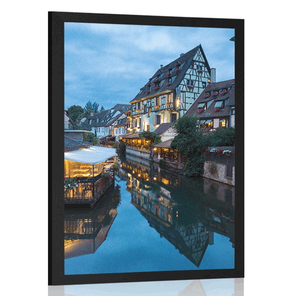 Plagát malebný kanál vo Francúzsku - 30x45 black