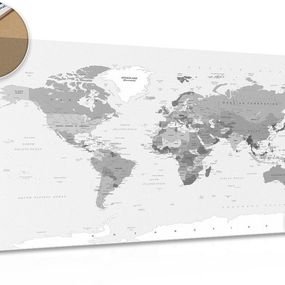 Obraz na korku klasická čiernobiela mapa - 120x80  arrow