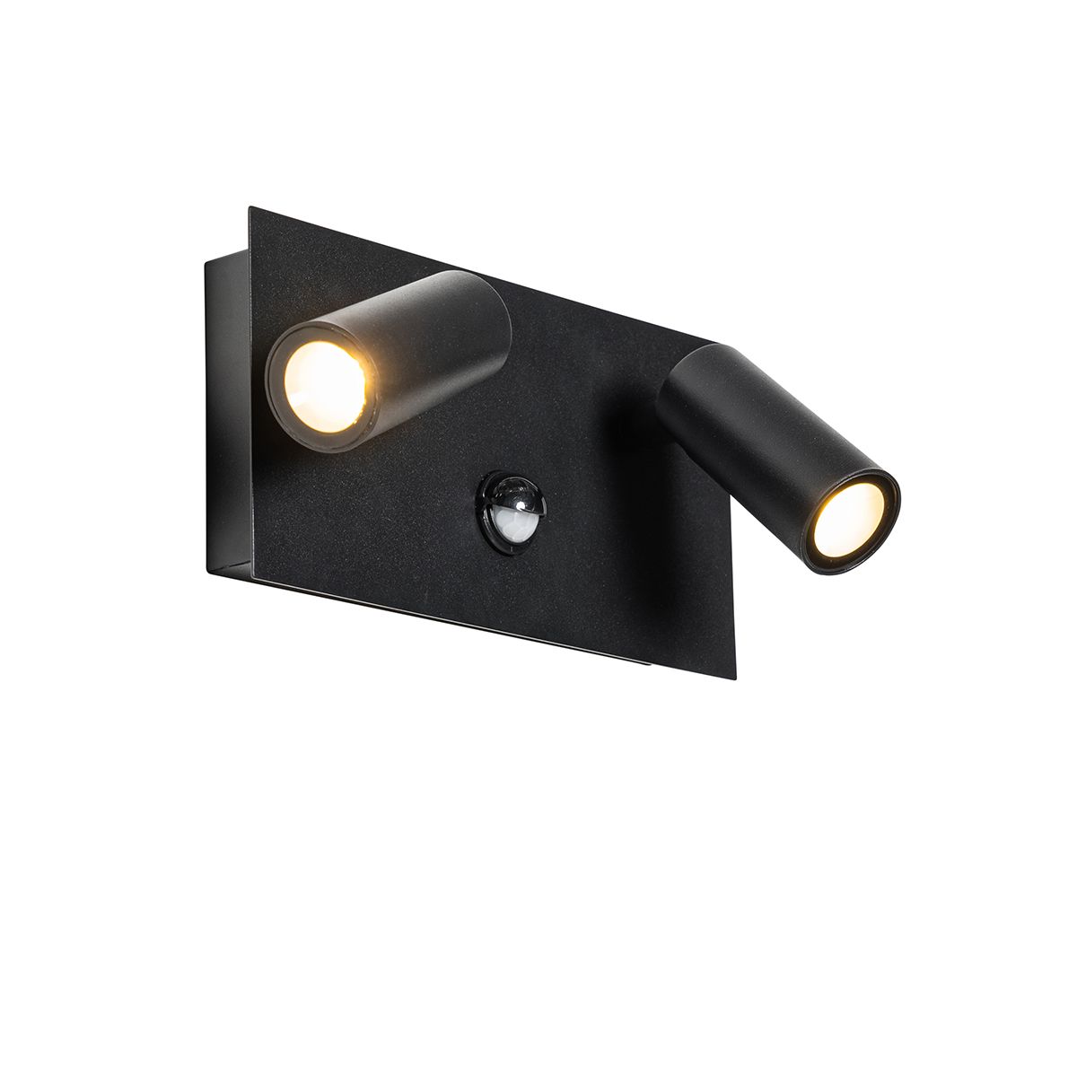 Buiten wandlamp zwart incl. LED 2-lichts bewegingssensor- Simon