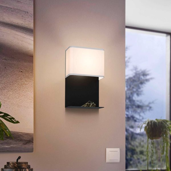 EGLO Nástenné LED svetlo Galdakao textil, čierna/biela, Obývacia izba / jedáleň, oceľ, textil, 5.4W, L: 20 cm, K: 32cm
