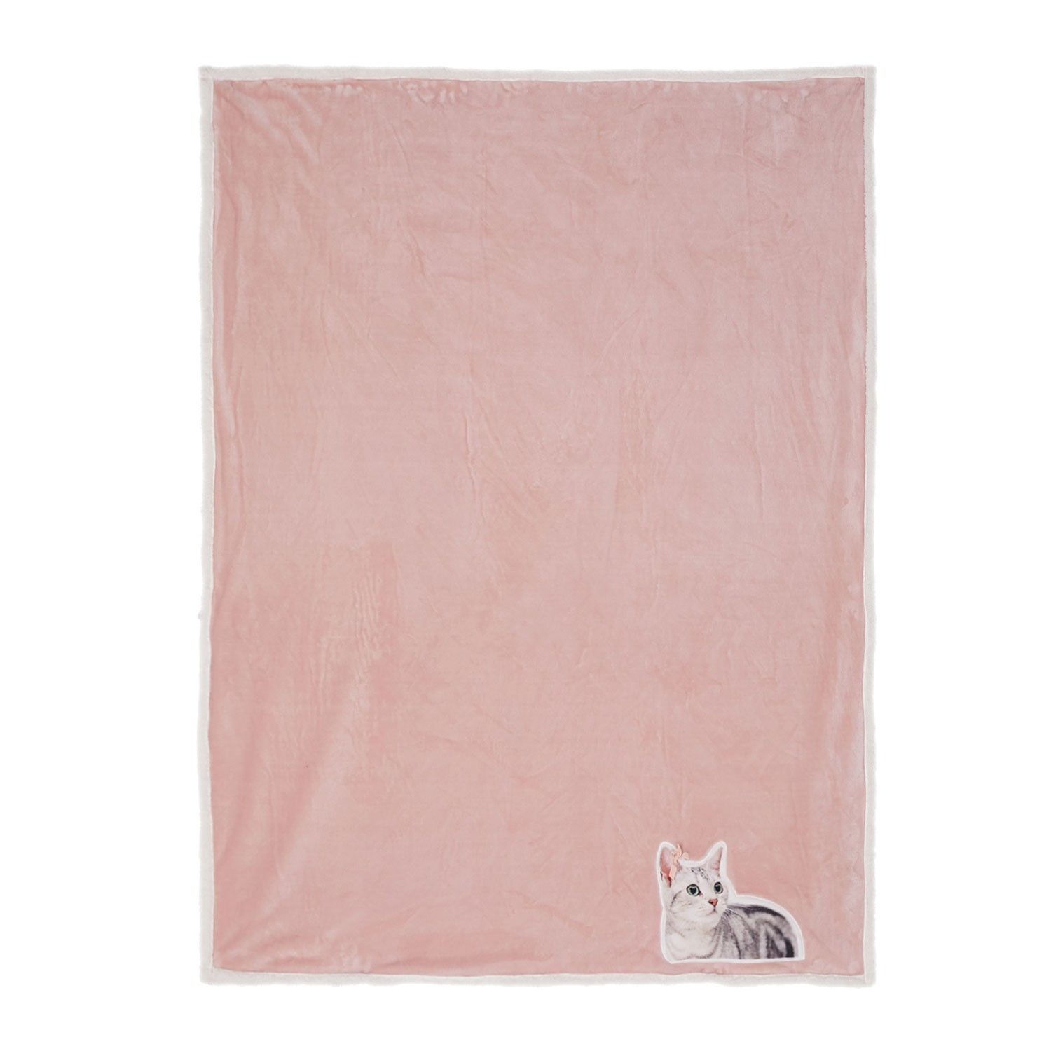 Ružový plyšový pléd s mačičkou Olli I- 130 * 160 cm