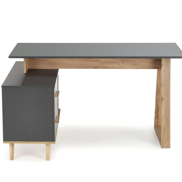 Rohový písací stôl so zásuvkami Sergio XL - antracit / dub wotan