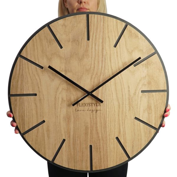 DomTextilu Veľké drevené hodiny v hnedej farbe 60cm 16604