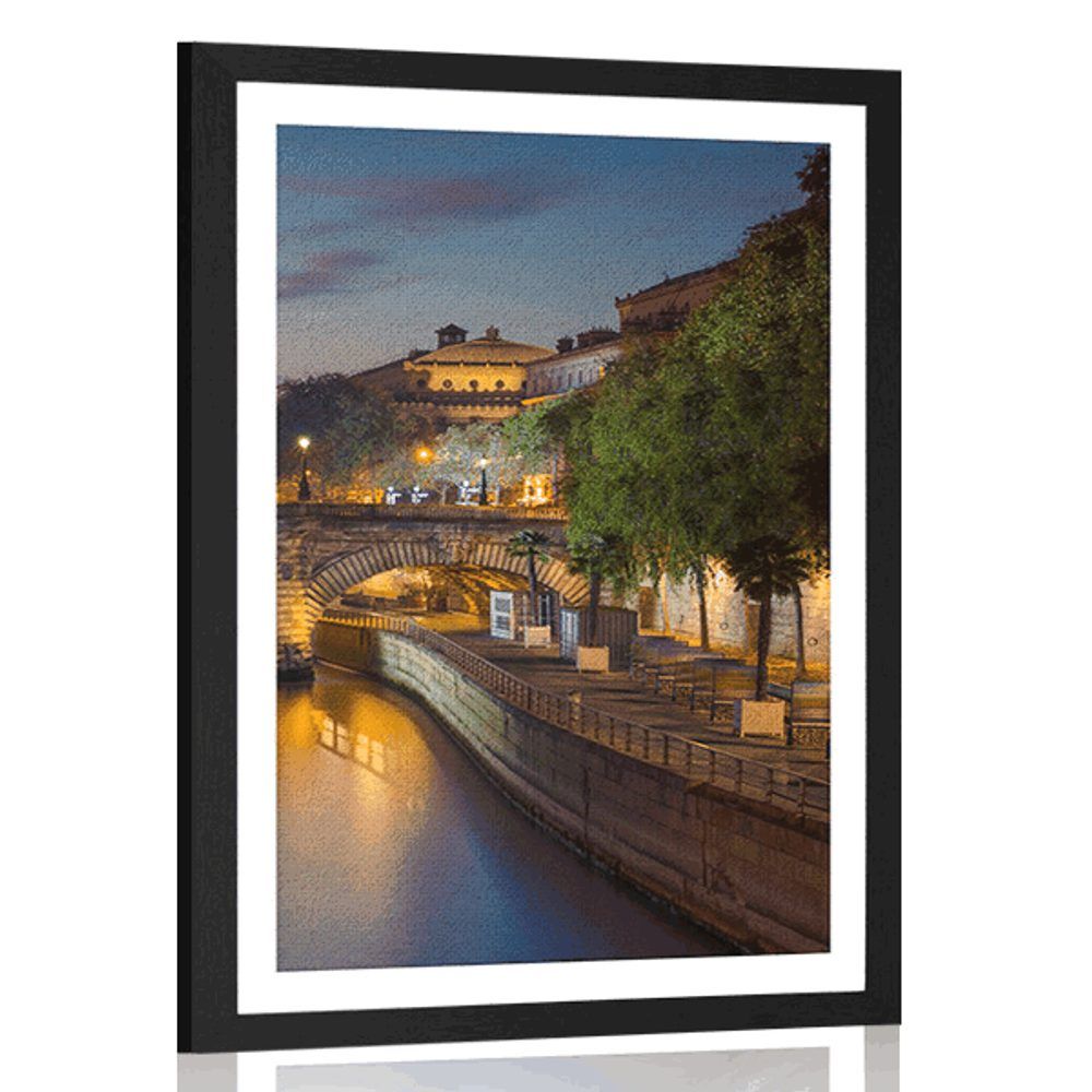 Plagát s paspartou nábrežie Paríža - 40x60 black