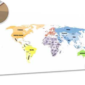 Obraz na korku originálna mapa sveta - 90x60  transparent