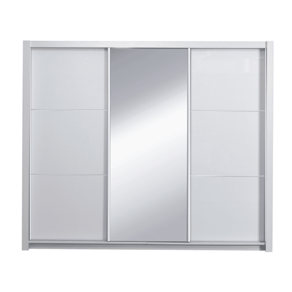 Kondela Skriňa s posúvacími dverami, biela/ vysoký biely lesk, 258X213,  ASIENA