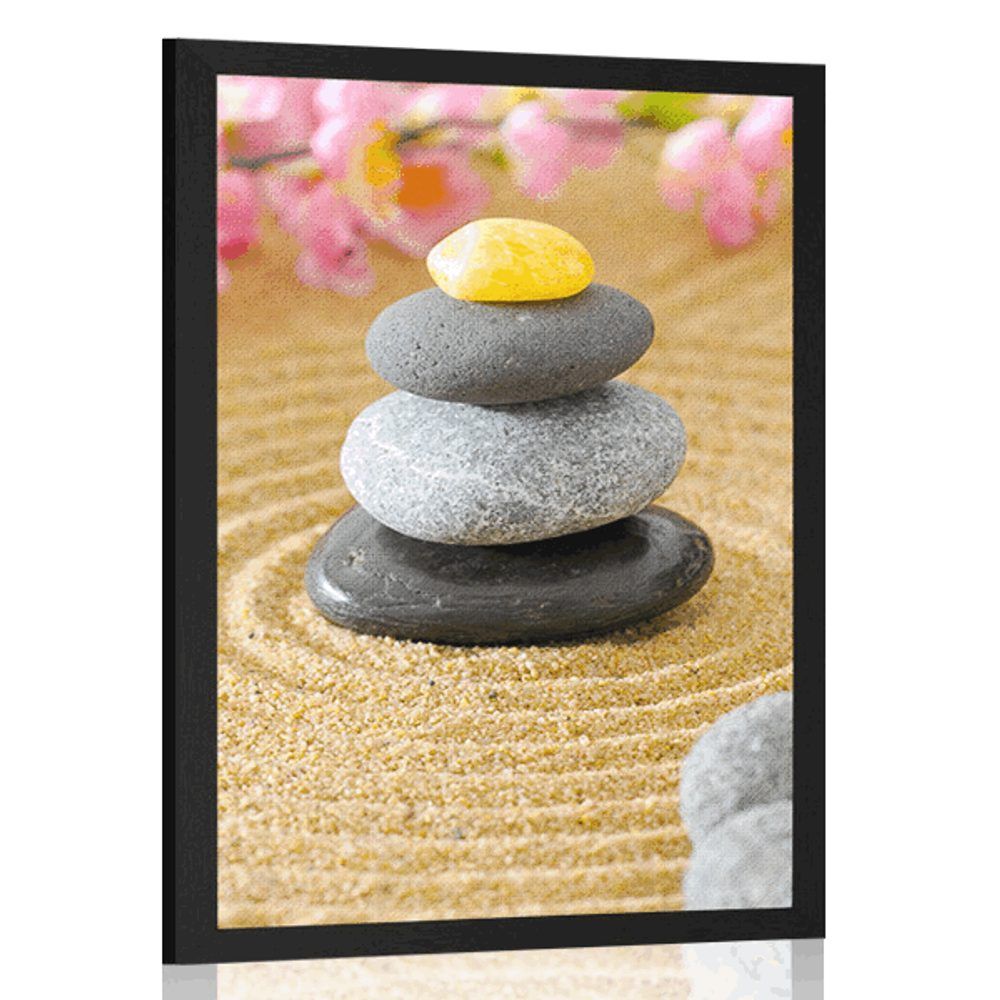 Plagát pyramída Zen kameňov - 30x45 black